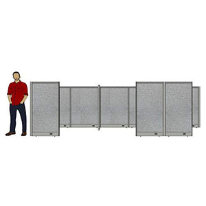 G GOF 3 Person Workstation Cubicle (5'D x 19.5'W x 4'H) - Office Partition, Room Divider (Grey)