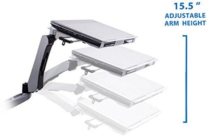 Mount-It! Dual Monitor and Laptop Desk Stand Mount with Mouse Pad Holder | 3 Gas Spring Arms | Fits Monitors up to 27 Inches | Laptop Notebook Tablet or Keyboard Tray Included | C-clamp Base | Silver