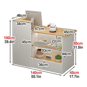 LLINVX Reception Counter Desk with Display Shelf & Drawers