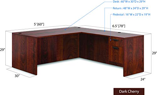G GOF Double 2 Person Workstation Cubicle / Office Partition, Room Divider - Dark Cherry, 10'D x 6.5'W x 4'H