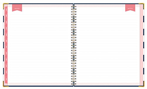 Day Designer for Blue Sky 2017-2018 Academic Year Weekly & Monthly Planner, Twin-Wire Bound, 8" x 10", Navy Stripe Hardcover