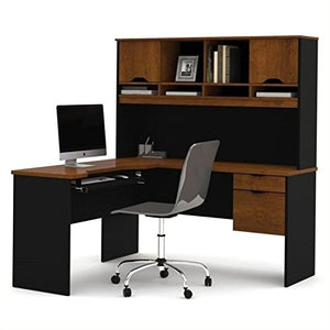Bowery Hill L-Shaped Computer Workstation with Hutch in Tuscany Brown
