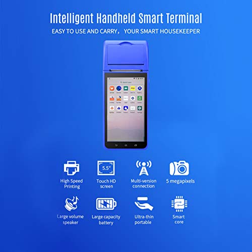 Aibecy Smart POS Receipt Terminal Printer Android 8.1 with 5.5 Inch Touchscreen Camera 1D 2D Barcode Scanner Support 3G/WiFi/BT/GPS for Restaurants Supermarkets Retail Stores Warehouses