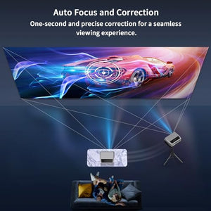 ZCGIOBN 4K Daylight Projector with Auto Focus & Keystone, 5G WiFi, Bluetooth, 1200ANSI, Android TV - 100" Anti-light Screen