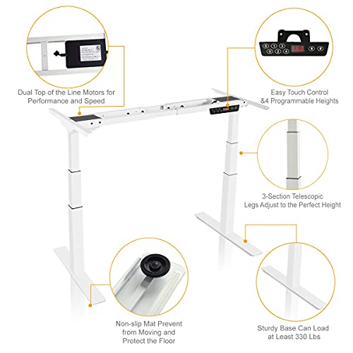 AD ARAZY Electric Stand Up Desk Frame Workstation, Height Adjustable Standing Base Dual Motor DIY Workstation with Touch Memory Controller