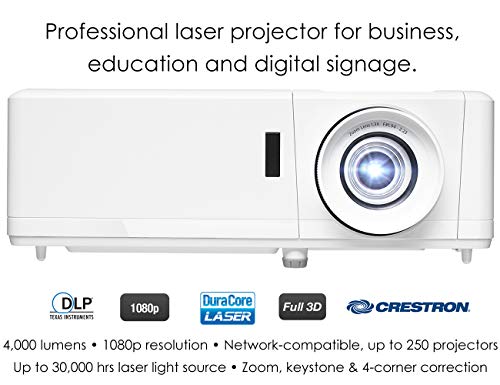 Optoma Professional Laser Projector ZH403 | 1080p | DuraCore Laser Light Source | 30,000 Hours | Crestron Compatible | 4K HDR Input | 4000 Lumens | 2-Year Warranty | White