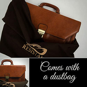 Mens Leather Briefcase Full Grain Leather Laptop Bag up to 17’’ Brown Attache Case - Time Resistance