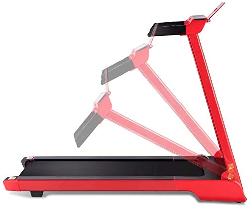 Goplus 2.25 HP Folding Treadmill Electric Cardio Fitness Jogging Running Machine Portable Motorized Power Slim Treadmill with Sports App and LED Display (Red)