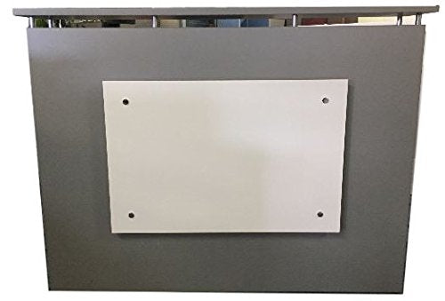 DFS Reception Desk Shell which fits a 15" Monitor - 60" W by 30" D by 44" H Silver and White Front