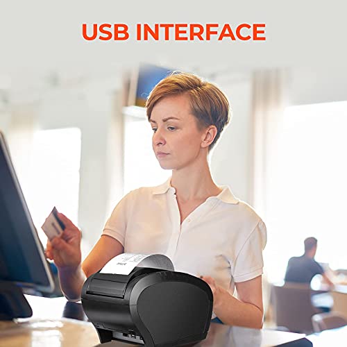MUNBYN POS Printer, Receipt Printer USB Ethernet 80MM Thermal Printer P047, Impresora térmica, Black Supermarket POS Kitchen Printer with Auto Cutter Support Cash Drawer ESC/POS Windows System