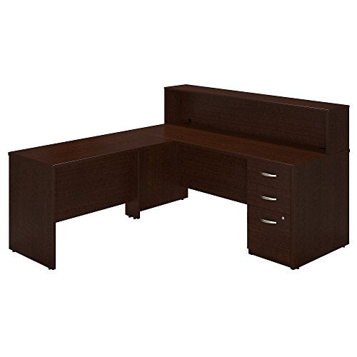 Bush Business Furniture Series C Elite 72W x 30D Straight Reception Station with Storage in Mocha Cherry