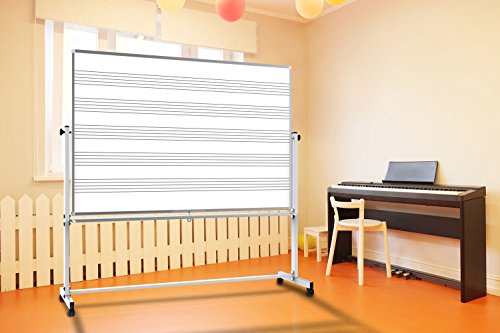 Luxor 72"W x 48"H Mobile Reversible Style Music Notation Whiteboard and Dry Erase Board