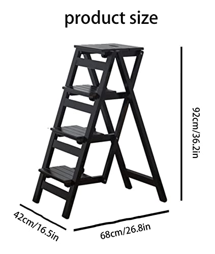 LUCEAE 4-Step Wooden Folding Step Stool - Portable & Sturdy