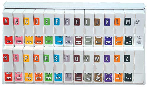 Doctor Stuff - File Folder Labels, Alphabet Letter, Complete Set A - Z, Plus Mc, with Tray, Barkley/Sycom FABKM - BRAM Series Compatible Alpha Stickers, 1" x 1-1/2", 27 Rolls, 500/Roll