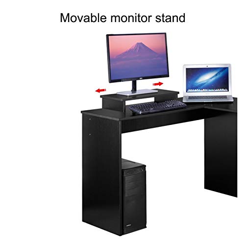 Yyl Computer Desk L-Shaped Large Corner PC Laptop Desk Study Table Workstation Gaming Desk for Home and Office Small Space - Black Wood Grain