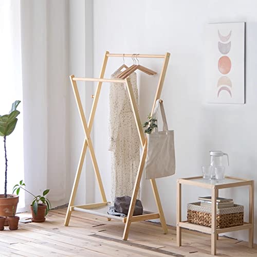 BinOxy Free Standing Wood Coat Rack Double Rod Hanging Clothes Rack - Heavy Duty (Size: L)