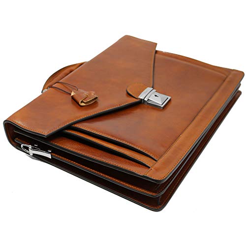 Floto Ponza Full Grain Leather Briefcase in Olive (Honey) Brown