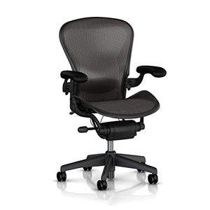 Herman Miller Aeron Executive Office Chair - Stainless Steel, Size B - Fully Adjustable Arms - Lumbar Support - Open Box