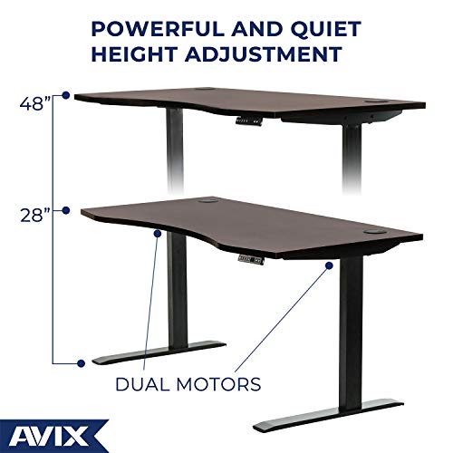 AVIX Standing Desk, 4 Memory Electric Height Adjustable Desk,60" x 30" Whole Piece Stand up Desk Home Office Desks Walnut