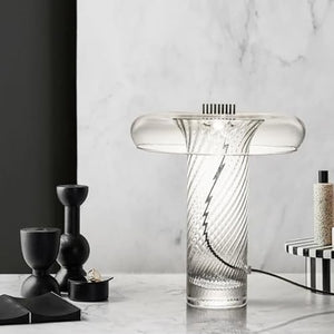 ZABEES LED Decorative Desk Lamp Twisted Glass Art - Modern Office & Bedroom Lighting