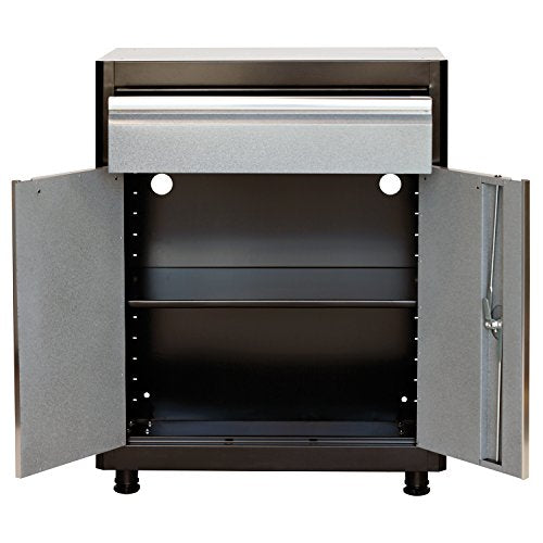 American Heritage AADF301836-MG09 Steel Base Cabinet with Drawer, 30" Width x 18" Depth x 36" Height, Black/Multi-Granite