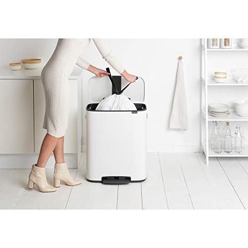 Brabantia Bo Large Step On Trash Can, White,211300