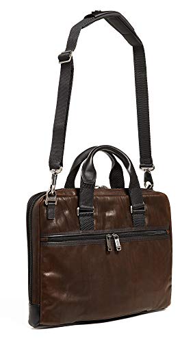 TUMI Men's Alpha Bravo Aviano Slim Brief, Dark Brown-Leather, One Size