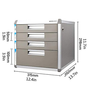 Bxwjg Flat File Cabinet Storage, Desktop Drawer Cabinet, Aluminum Alloy - 4 Layers