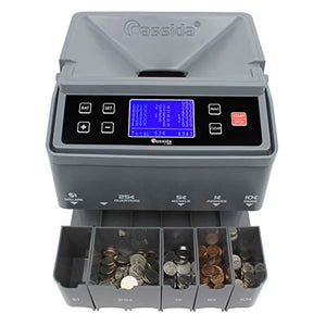 Cassida C300 Professional USD Coin Counter, Sorter and Wrapper/Roller | 35% Faster Wrapping Coins with Quickload Technology | 300 Coins/Minute | Printing-Compatible | Includes 5 Wrapper Sets