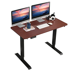 Tulib Height Adjustable Electric, 48 x 24 Inches Workstation Computer Table, Ergonomic Sit Stand Home Office Desk, 4824inch, Walnut