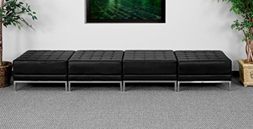 Flash Furniture HERCULES Imagination Series Black Leather Four Seat Bench
