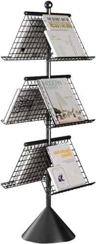 ESASAM Rotatable Heavy Duty Magazine Rack with Tapered Base - Black