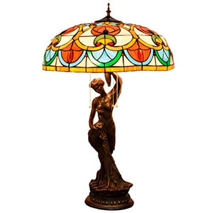 MaGiLL Tiffany Desk Lamp 20 Inch Hand Painted Glass European Style - Living Room Coffee Table Bedroom Night Light