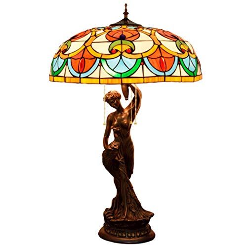 MaGiLL Tiffany Desk Lamp 20 Inch Hand Painted Glass European Style - Living Room Coffee Table Bedroom Night Light