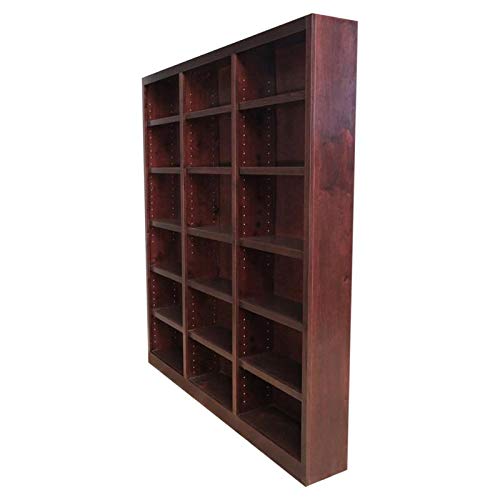 Bowery Hill Traditional 84" Tall 18-Shelf Triple Wide Wood Bookcase Storage in Cherry