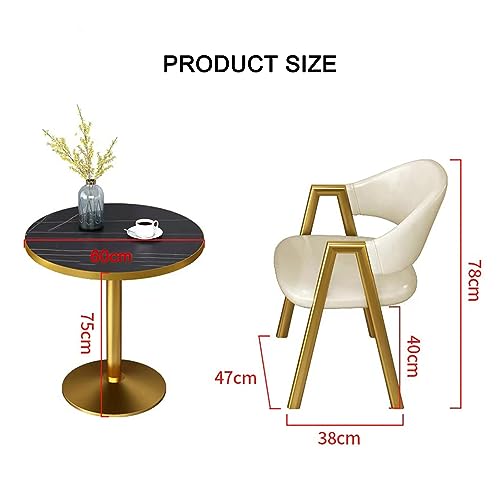 HARELA Modern Round Table and Chair Set - 1 Table 2 Chairs, Kitchen & Dining Furniture, 60cm - Yellow