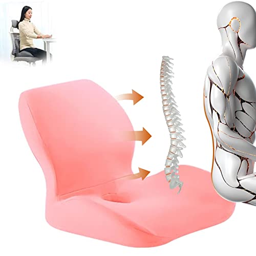 LSTQPK Ergonomic Seat Cushion for Work Chair - Pink, Plus Size, Tailbone and Lumbar Support