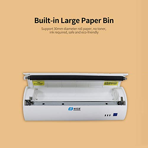 Docooler A4 Portable Thermal Printer BT Printer Built-in Battery Test Paper Document Photo Printer White US Plug
