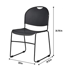 OEF Furnishings Plastic Stack Chair, Black