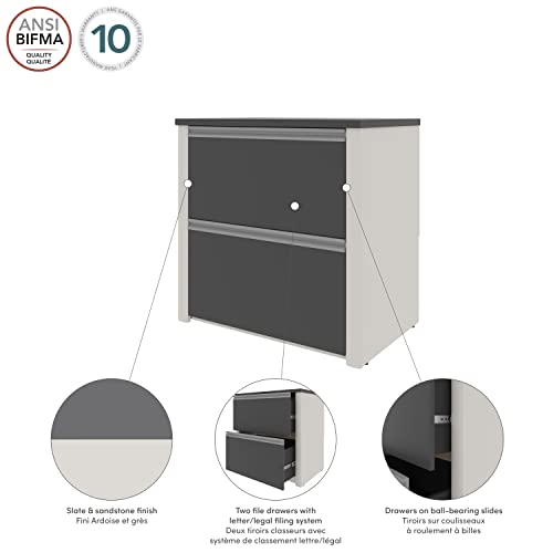 Bestar Connexion 2 Drawer Lateral File Cabinet 30" Slate/Sandstone