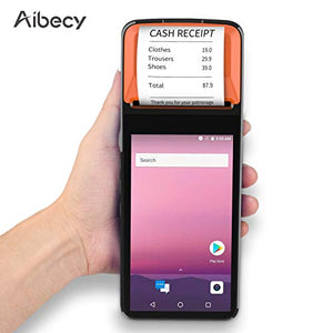 Aibecy PDA Terminal POS Receipt Printer 58mm Android 7.1 Portable 1D 2D Barcode Scanner with 5.0 Inch Touchscreen Camera Support 4G/WiFi/BT/GPS/USB OTG for Retail Stores Restaurants