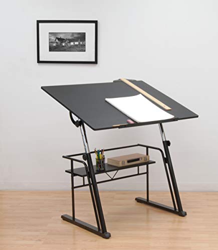 STUDIO DESIGNS Zenith Craft Desk Drafting Table, Top Adjustable Drafting Table Craft Table Drawing Desk Hobby Table Writing Desk Studio Desk, Black, 13340