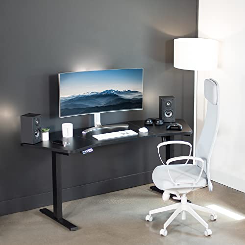 VIVO Electric Height Adjustable Wing-Shaped Stand Up Desk 71 x 24 inch - Black Frame/Table Top - DESK-KIT-1B3B