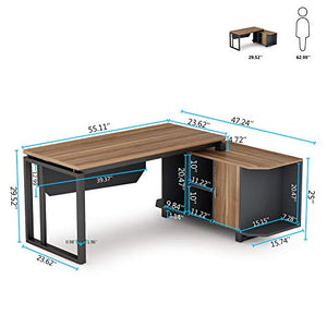 Tribesigns L-Shaped Desk, 55 Inch Executive Office Desk with File Cabinet, Modern Computer Gaming Desk Workstations for Home Office Study