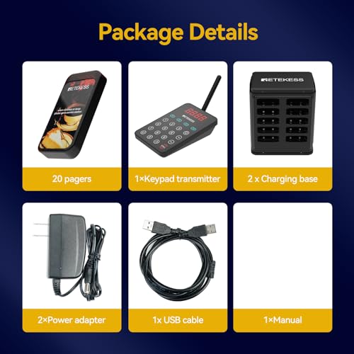 Retekess TD177 Restaurant Buzzer System with 20 Pagers