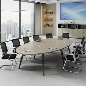 KAGUYASU 10.5FT Oval Conference Table with Wiring Box - Large Meeting Desk