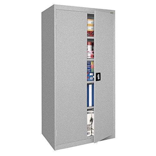 Sandusky Lee ER4R361872-MG Welded Steel Classic Storage Cabinet, 4 Adjustable Shelves, Locking Swing-Out Doors, 72" Height x 36" Width x 18" Depth, Multi-Granite
