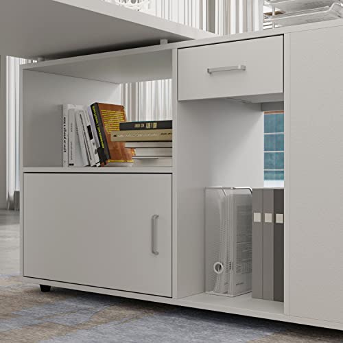 Homsee L-Shaped Corner Computer Desk with Storage, White