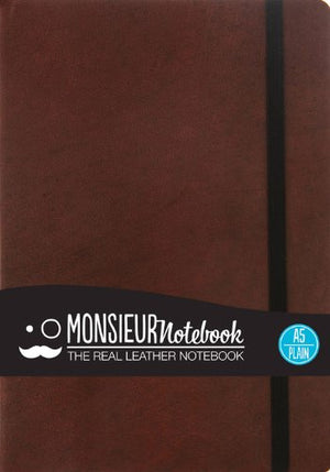 Monsieur Notebook Leather Journal - Brown Plain Medium (Monsieur Notebook Plain, 24-lb Ivory)