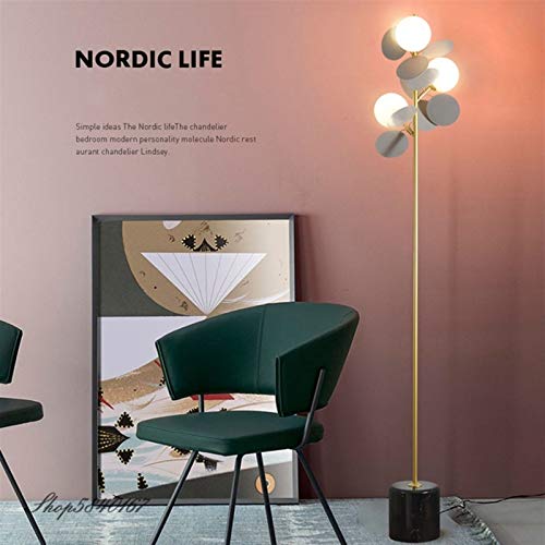EESHHA Colourful Metal Flower Floor Lamp with Marble Base - 3 Heads